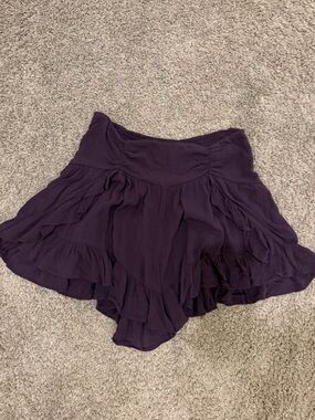 Free People Deep Plum Smocked Waist Shorts